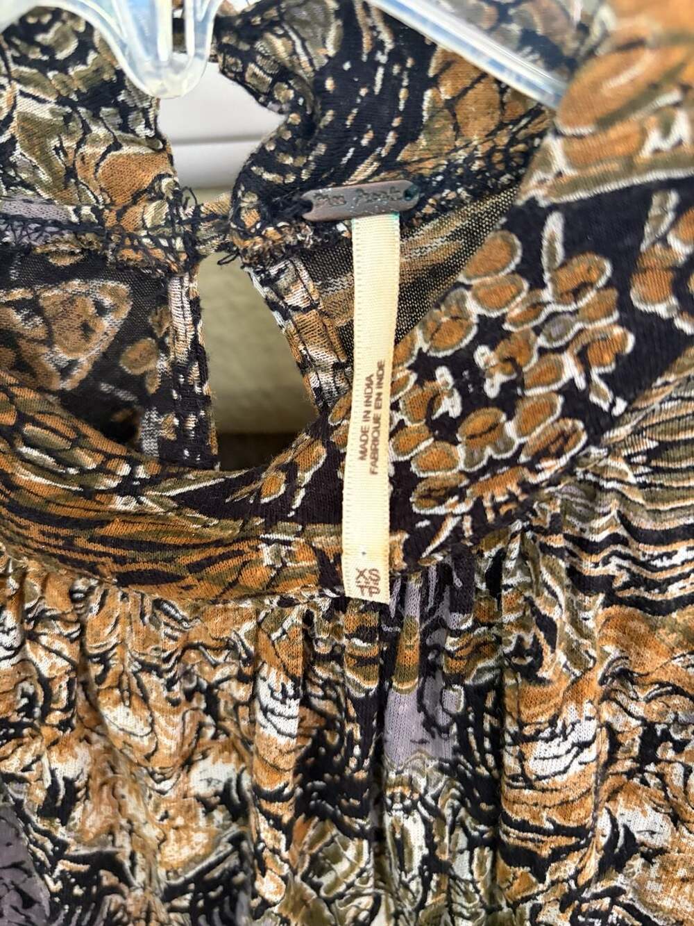 Free People Art Nouveau boho print Blouse with Lace - Picture 13 of 13